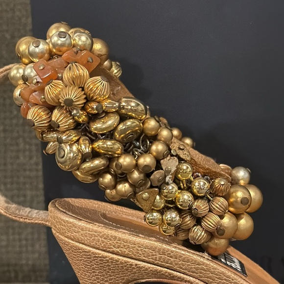 Auth Gianfranco Ferre Scarpa Donna Strappy Heels Rose Gold Embellished Anklets - Picture 2 of 14